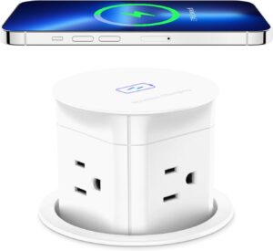 ANNQUAN 3 inch Pop Up Outlet with 15W Wireless Charger,15A O...