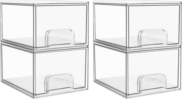Vtopmart 4 Pack Clear Stackable Storage Drawers, 4.4'' Tall ... Vtopmart 4 Pack Clear Stackable Storage Drawers, 4.4'' Tall ...
