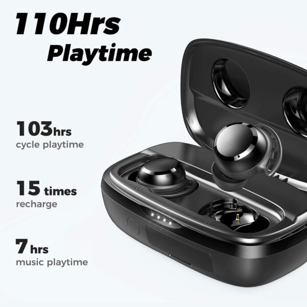 Tribit Wireless Earbuds, 110H Playtime Bluetooth 5.3 IPX8 Wa...