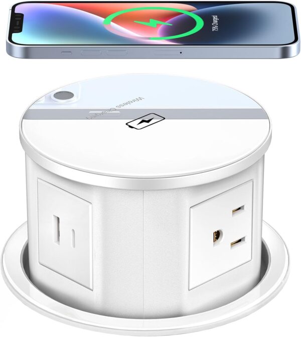 XBA Pop Up Outlet with 15W Wireless Charger, 4 AC XBA Pop Up Outlet with 15W Wireless Charger, 4 AC Plug 1 USB...