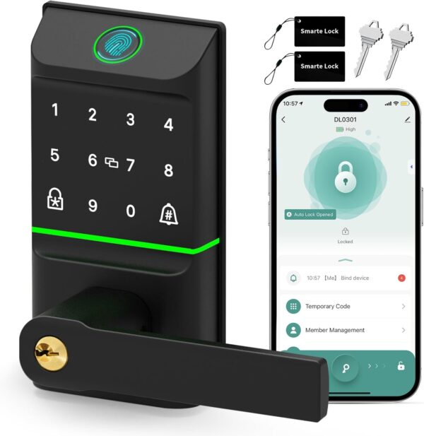 Keyless Entry Smart Door Lock with Doorbell, 6 in 1 Keyless Entry Smart Door Lock with Doorbell, 6 in 1 Biometri...