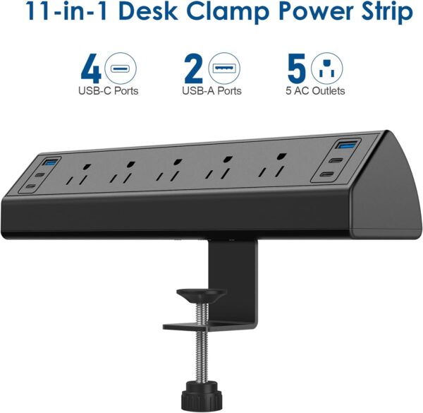 61QEzx3DJKL._AC_SL1500_.jpg Desk Clamp Power Strip USB C,40W Total Fast Charging Station...