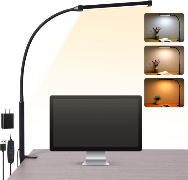 LED Desk lamp with Clamp, Eye-Caring Clip on Lights for LED Desk lamp with Clamp, Eye-Caring Clip on Lights for Home...