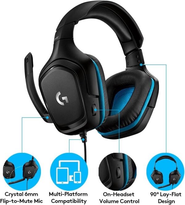 61UDXgldJ-S._AC_SL1024_.jpg Logitech G432 Wired Gaming Headset, 7.1 Surround Sound, DTS ...