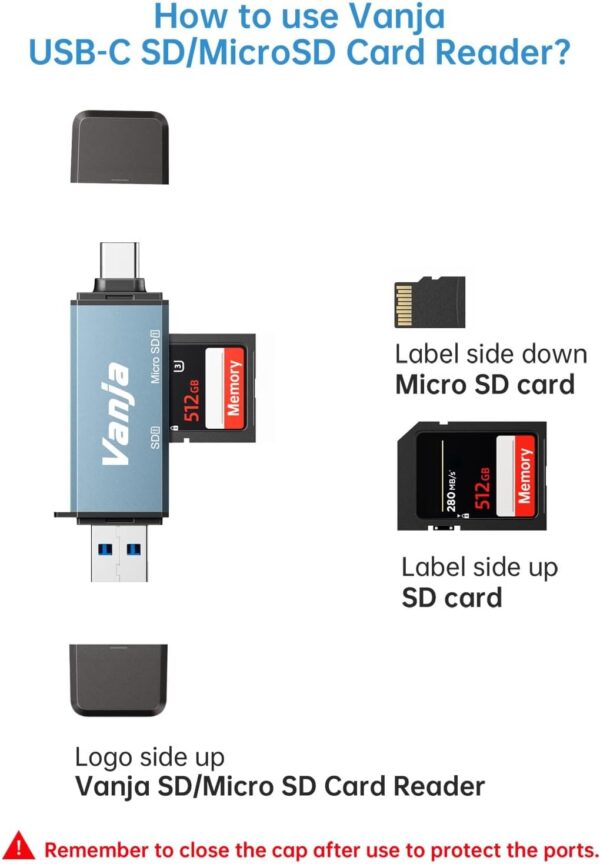 Vanja SD Card Reader, USB C/USB 3.0 Micro SD Card Adapter, M...