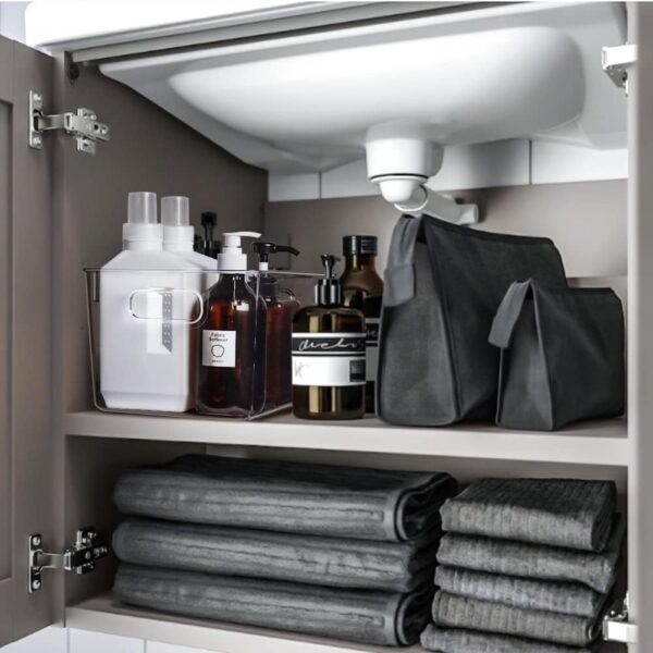 61bXiBhN2L._AC_SL1001_.jpg Set of 8 Clear Plastic Storage Bins, 4 Large and 4 Small Sta...