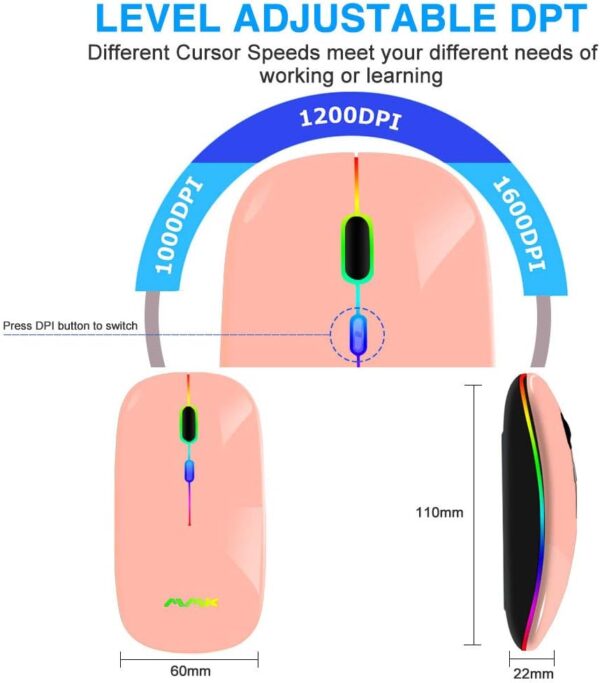 61lItMze41L._AC_SL1000_.jpg Wireless Bluetooth Mouse for Laptop, Rechargeable Mouse 2.4G...