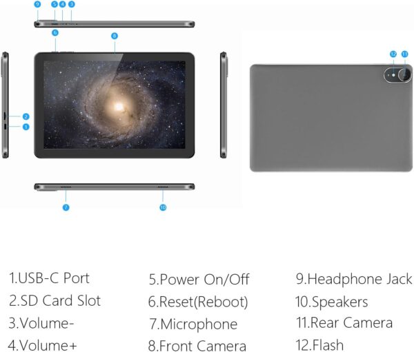 61oqibxEr2L._AC_SL1500_.jpg Android Tablet, 10.1 inch Android 13 Tablets 6GB RAM 64GB RO...