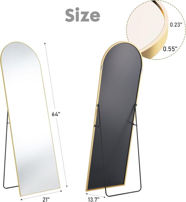 61zpR9p2iwL._AC_SL1500_.jpg Sweetcrispy 64"x21" Arched Full Length Mirror, Standing or L...