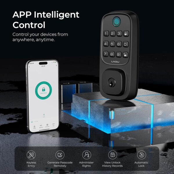 710GWEO9O5L._AC_SL1500_.jpg WiFi Door Lock with 2 Handle Set, Fingerprint Keyless Entry ...