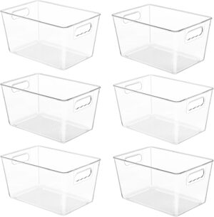 YIHONG 6 Pack Clear Pantry Organizer Bins, Plastic Container... YIHONG 6 Pack Clear Pantry Organizer Bins, Plastic Container...