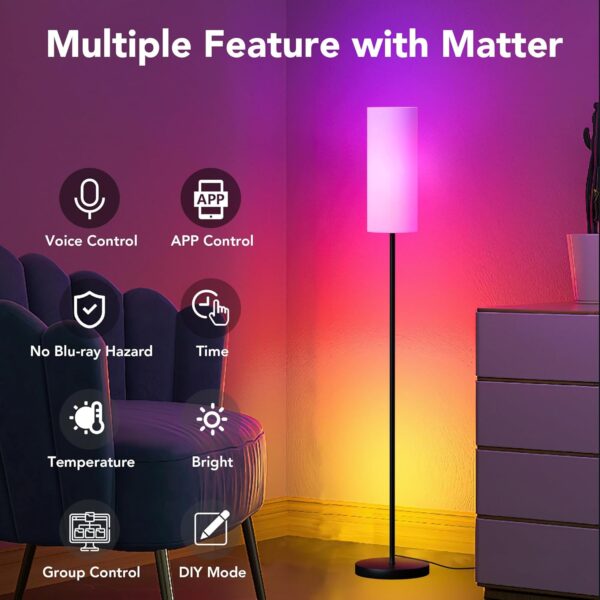 PARTPHONER Floor Lamps for Living Room with Matter Smart LED...