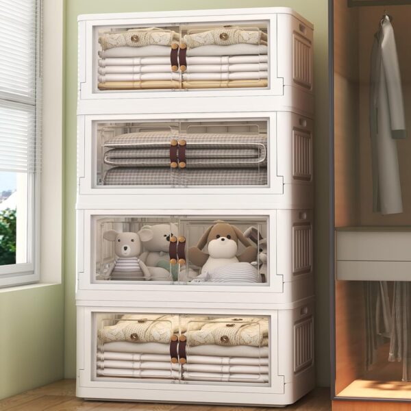 4 Storage Bins with 4 Lids, 78 Qt White Closet 4 Storage Bins with 4 Lids, 78 Qt White Closet Organizers an...