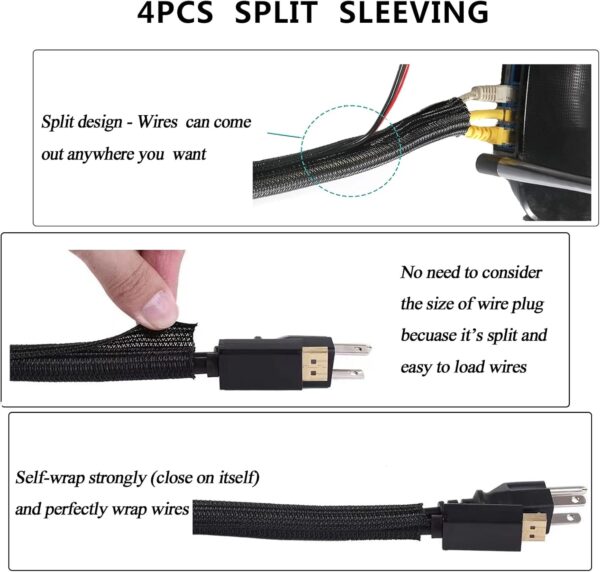 311Pcs Cable Management Organizer Kit 4 Cable Sleeve Split,5...
