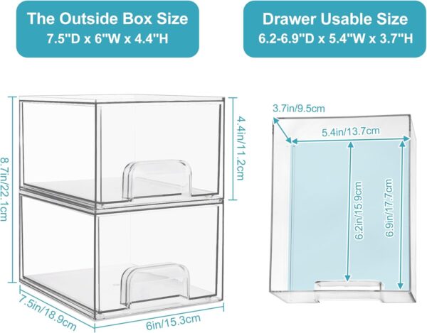 718UxkRGrJL._AC_SL1500_.jpg Vtopmart 4 Pack Clear Stackable Storage Drawers, 4.4'' Tall ...
