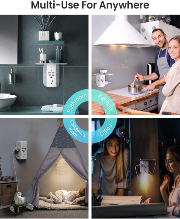 718nHaPFHIL._AC_SL1500_.jpg Wall Outlet Extender with Shelf and Night Light,Surge Protec...