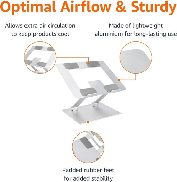 719YhMezitL._AC_SL1500_.jpg Amazon Basics Ergonomic and Foldable Laptop Stand for Desk, ...