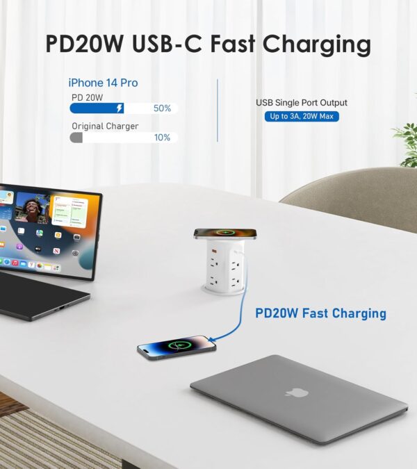 ANNQUAN 3" Pop Up Countertop Receptacle with 4 USB Ports 15W...
