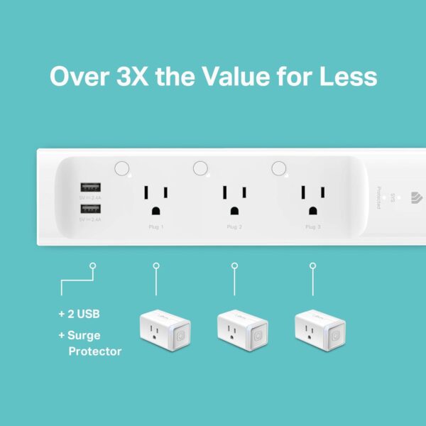 71FyNQpTZ2L._AC_SL1500_.jpg Kasa Smart Plug Power Strip KP303, Surge Protector with 3 In...