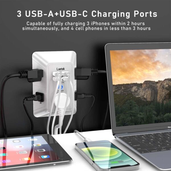 71I5QpiEiRL._AC_SL1200_.jpg 5 Outlet Extender Multi Plug Wall Outlets with 4 USB Chargin...