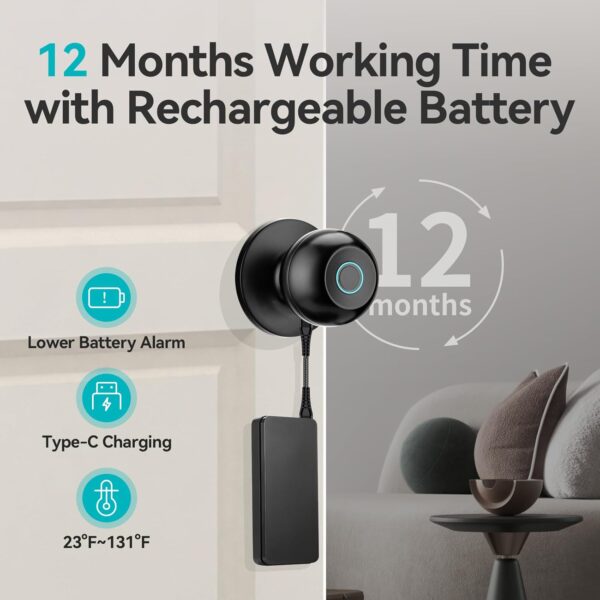 71JeVioxclL._AC_SL1500_.jpg LEELEN Fingerprint Door Lock Smart Fingerprint Door Knob wit...