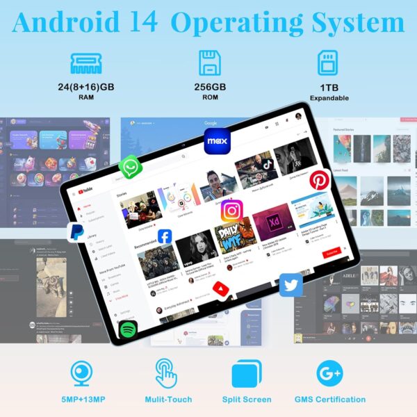 71JlrRBSecL._AC_SL1500_.jpg Tablet 11 inch, 2025 Android 14 Tablet with 24GB RAM 256GB R...