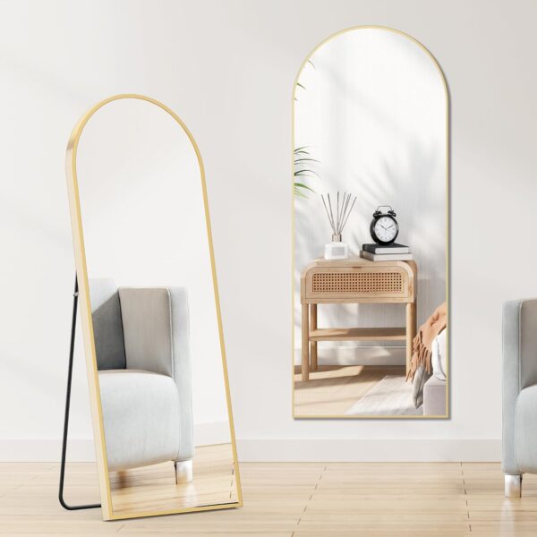 71KPv4qJSuL._AC_SL1500_.jpg Sweetcrispy 64"x21" Arched Full Length Mirror, Standing or L...