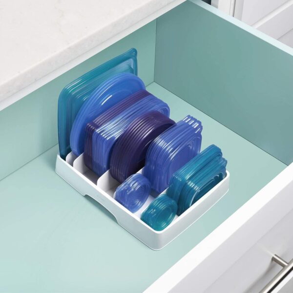 71KeA3ALmXL._AC_SL1500_.jpg YouCopia StoraLid Adjustable Food Container Lid Organizer fo...