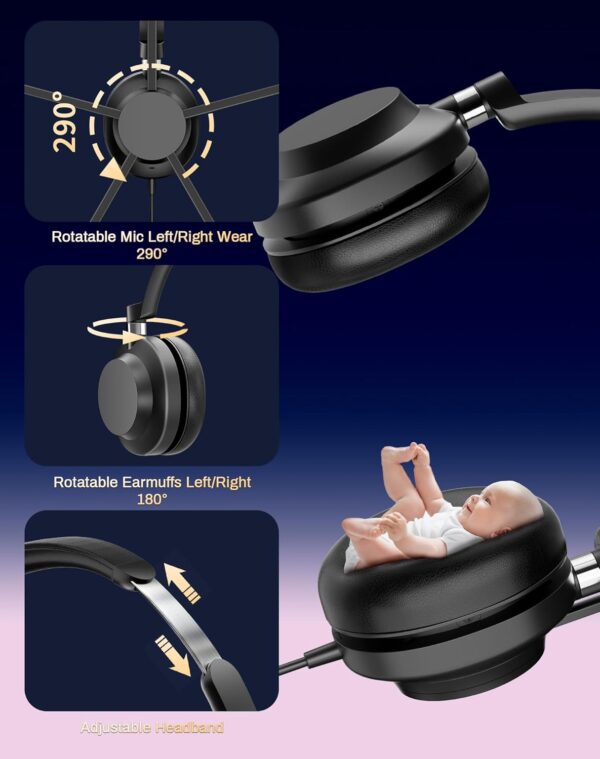 71Nfnpak3YL._AC_SL1500_.jpg USB Wired Headset with Noise Reduction Mic for PC, Laptop, M...