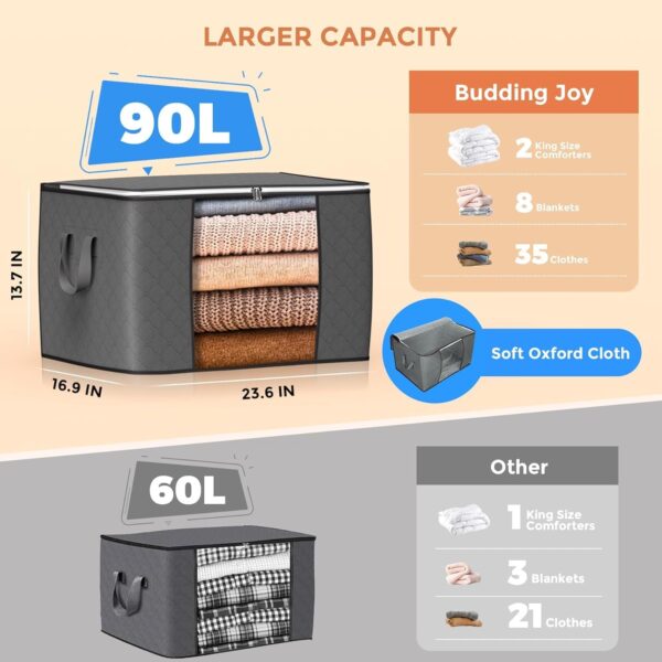 71PrWVJLw2L._AC_SL1500_.jpg 90 L Large Storage Bags, 6 Pack Clothes Storage Bins Foldabl...