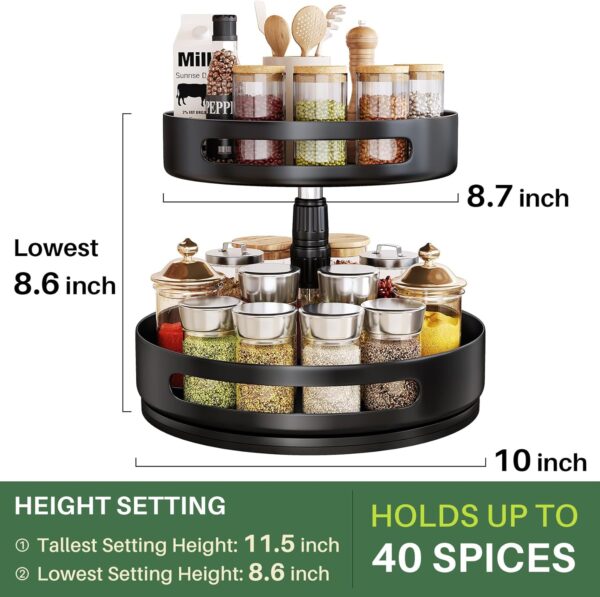 71QNeAR2JEL._AC_SL1500_.jpg Lazy Susan Organizer Spice Rack - 2 Tier Height Adjustable S...
