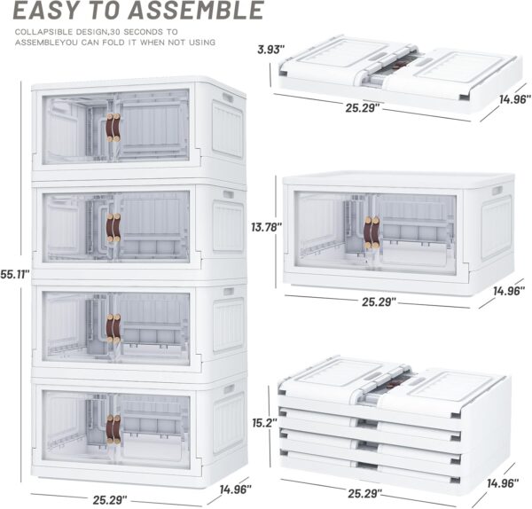 71QXXXfvVcL._AC_SL1500_.jpg 4 Storage Bins with 4 Lids, 78 Qt White Closet Organizers an...