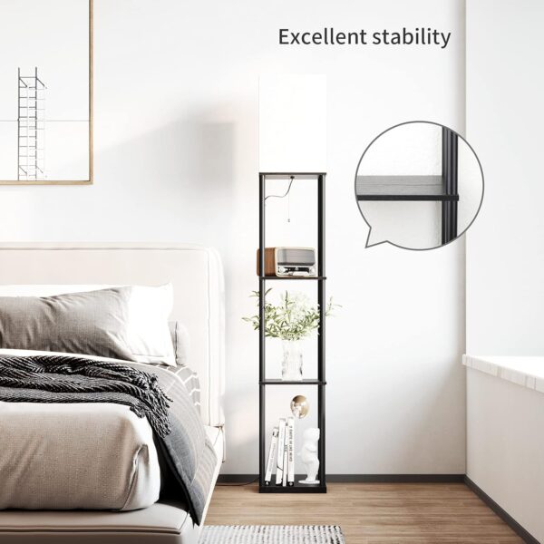 SUNMORY Floor Lamp with Shelves, Modern Square Standing Lamp...