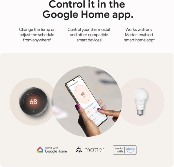Google Nest Learning Thermostat (4th Gen, 2024) with Nest Te...