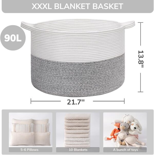 71Sklrw0PVL._AC_SL1500_.jpg INDRESSME Large Storage Basket, 21.7'' x 13.8'' Cotton Rope ...
