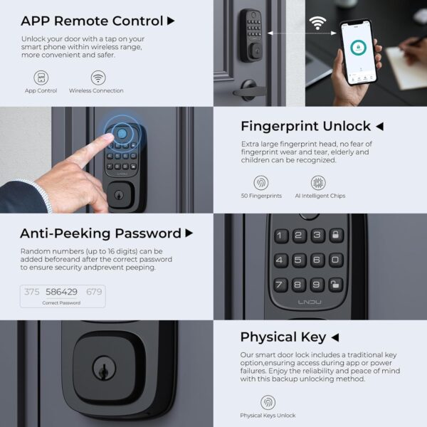 71U-OQxZjkL._AC_SL1500_.jpg WiFi Door Lock with 2 Handle Set, Fingerprint Keyless Entry ...