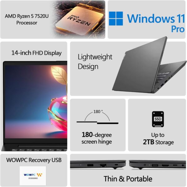 71Ujy3-lDSL._AC_SL1500_.jpg Lenovo V14 G4 Business Laptop, 14" FHD Anti-Glare Display, A...