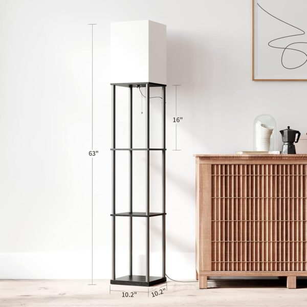 SUNMORY Floor Lamp with Shelves, Modern Square Standing Lamp...