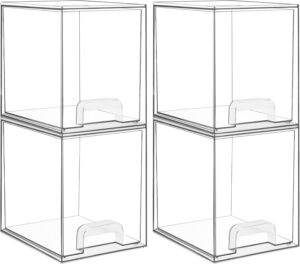 Vtopmart 4 Pack Clear Stackable Storage Drawers,7.6" H Plast... Vtopmart 4 Pack Clear Stackable Storage Drawers,7.6" H Plast...