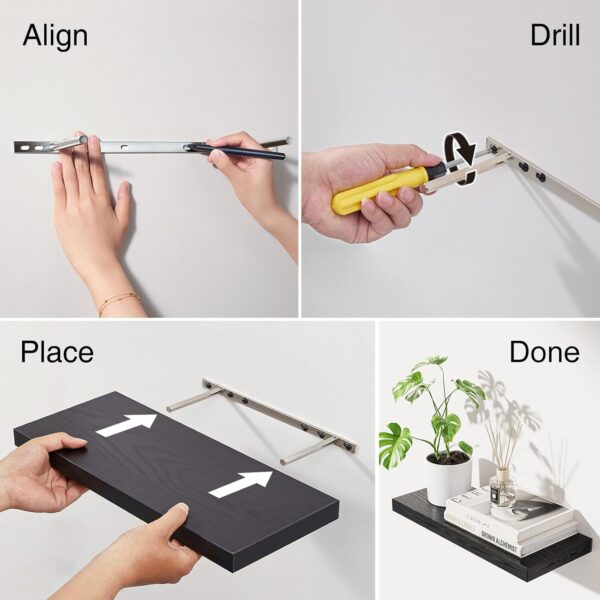 71WNoH2K8UL._AC_SL1500_.jpg BAYKA Floating Shelves for Wall, Wall Mounted Rustic Wood Sh...