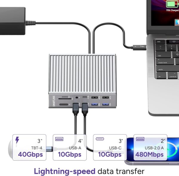 71WV0XrbTlL._AC_SL1500_.jpg Thunderbolt 4 Dock - Dual Monitor 21 Ports USB C Docking Sta...