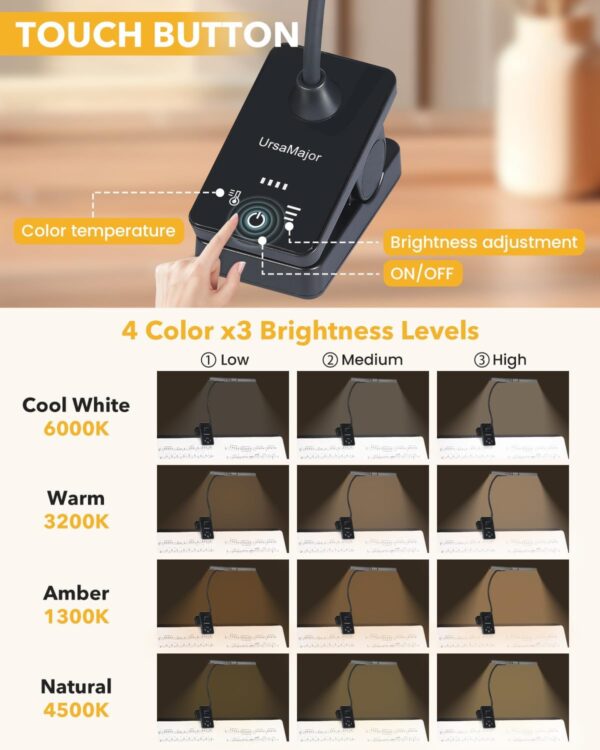 71XFSAeloLL._AC_SL1500_.jpg UrsaMajor 51 Led Music Stand Light, Folding Rechargeable Cli...