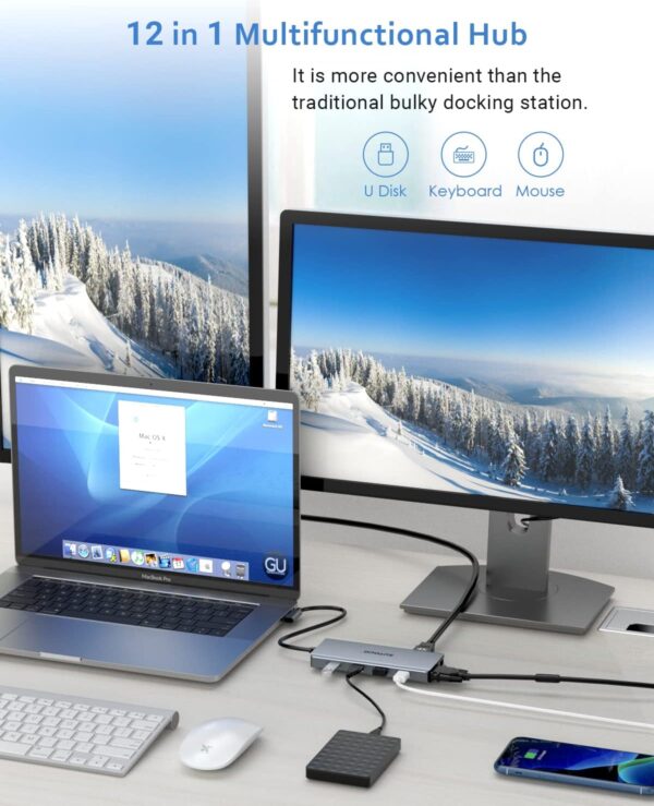 71Xzbw4gGyL._AC_SL1500_.jpg USB C Hub, SUTOUG 12 in 1 Docking Station with 4K HDMI & 108...