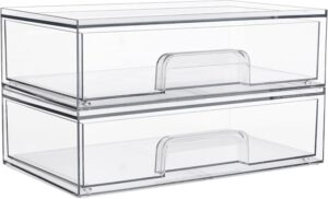 Vtopmart 12.1''W Clear Stackable Storage Drawers,2 Pack Acry... Vtopmart 12.1''W Clear Stackable Storage Drawers,2 Pack Acry...