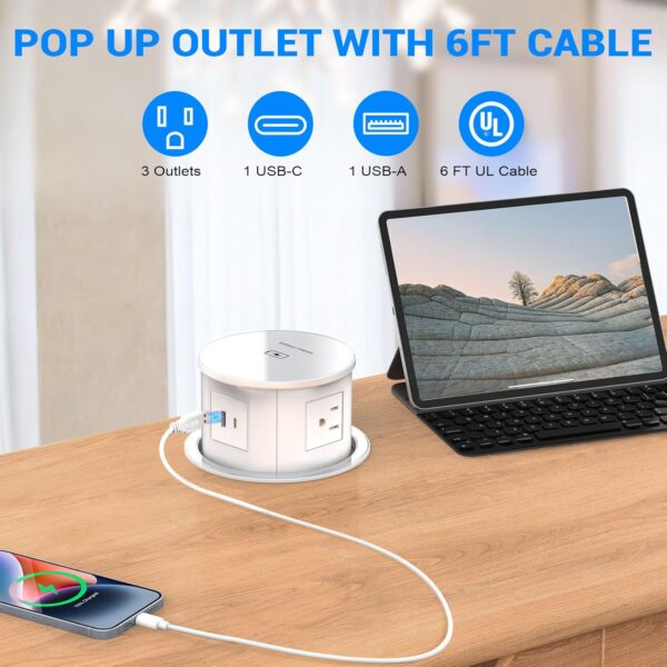71YiVCssXYL._AC_SL1500_.jpg XBA Pop Up Outlet with 15W Wireless Charger, 4 AC Plug 1 USB...
