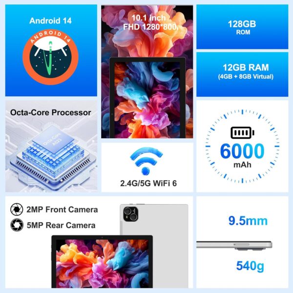 Tablet, Android 14 Tablets 10 Inch, 12GB RAM 128GB ROM, Tablet, Android 14 Tablets 10 Inch, 12GB RAM 128GB ROM, 1TB ...