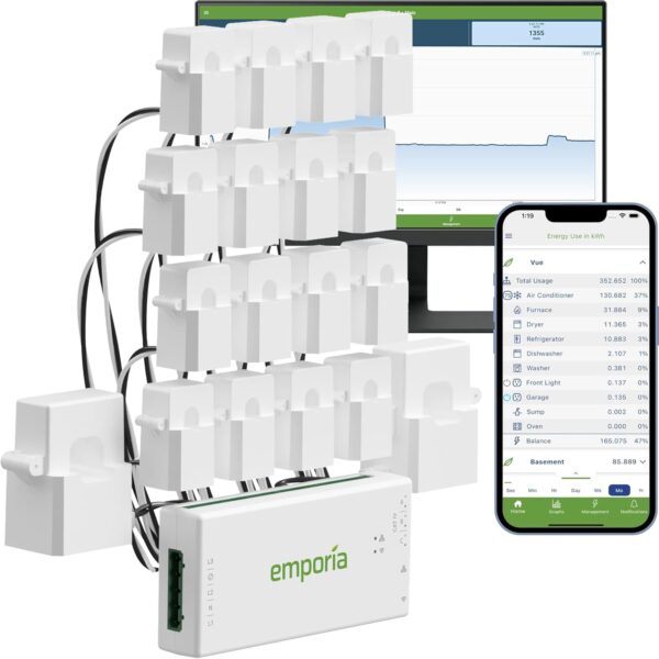 Emporia Gen 3 Smart Home Energy Monitor with 16 50A Circuit ...