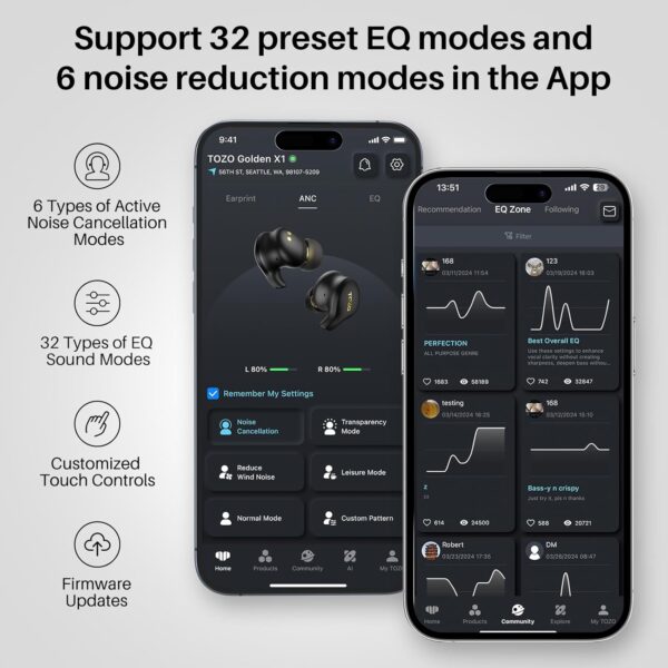 TOZO Golden X1 Wireless Earbuds Balanced Armature Driver and...