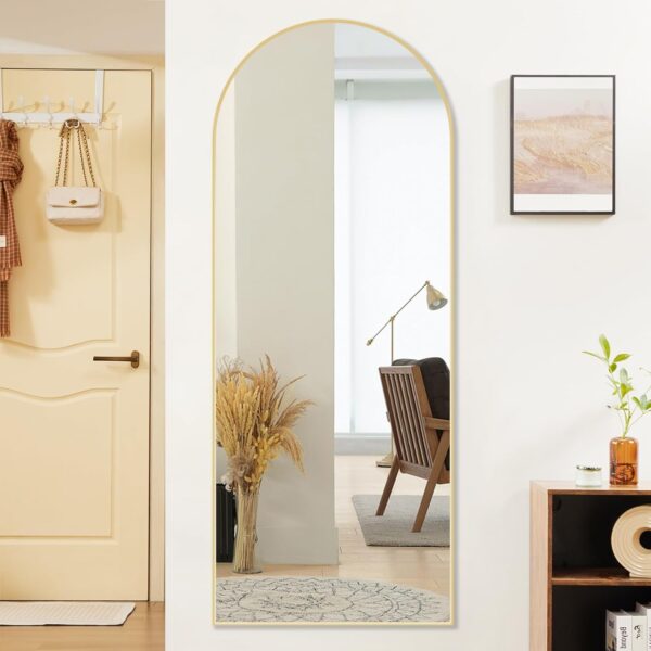 71f1zrfoRL._AC_SL1500_.jpg Sweetcrispy 64"x21" Arched Full Length Mirror, Standing or L...