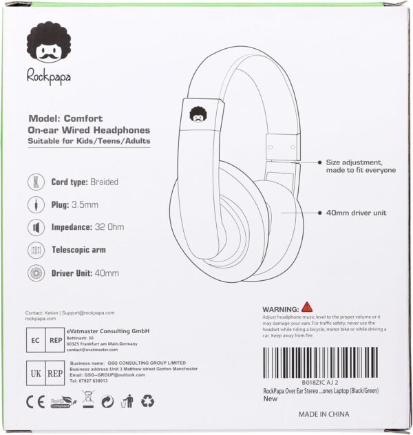 rockpapa Comfort Kids Headphones for School, Lightweight Chi...